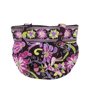 Vera Bradley Shoulder Bag Purple Punch Tote Morgan Side By Side Purse Retired